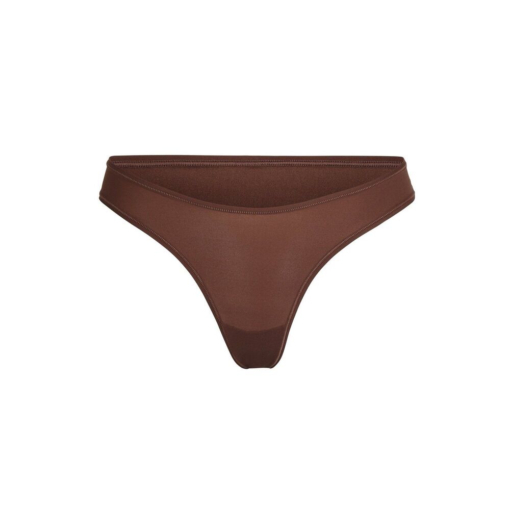 Skims Fits Everybody Dipped Front Thong Cocoa Size XL
